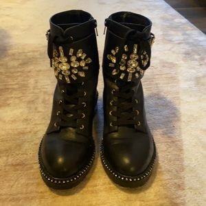 Kurt Geiger London rhinestone lace up ankle boot